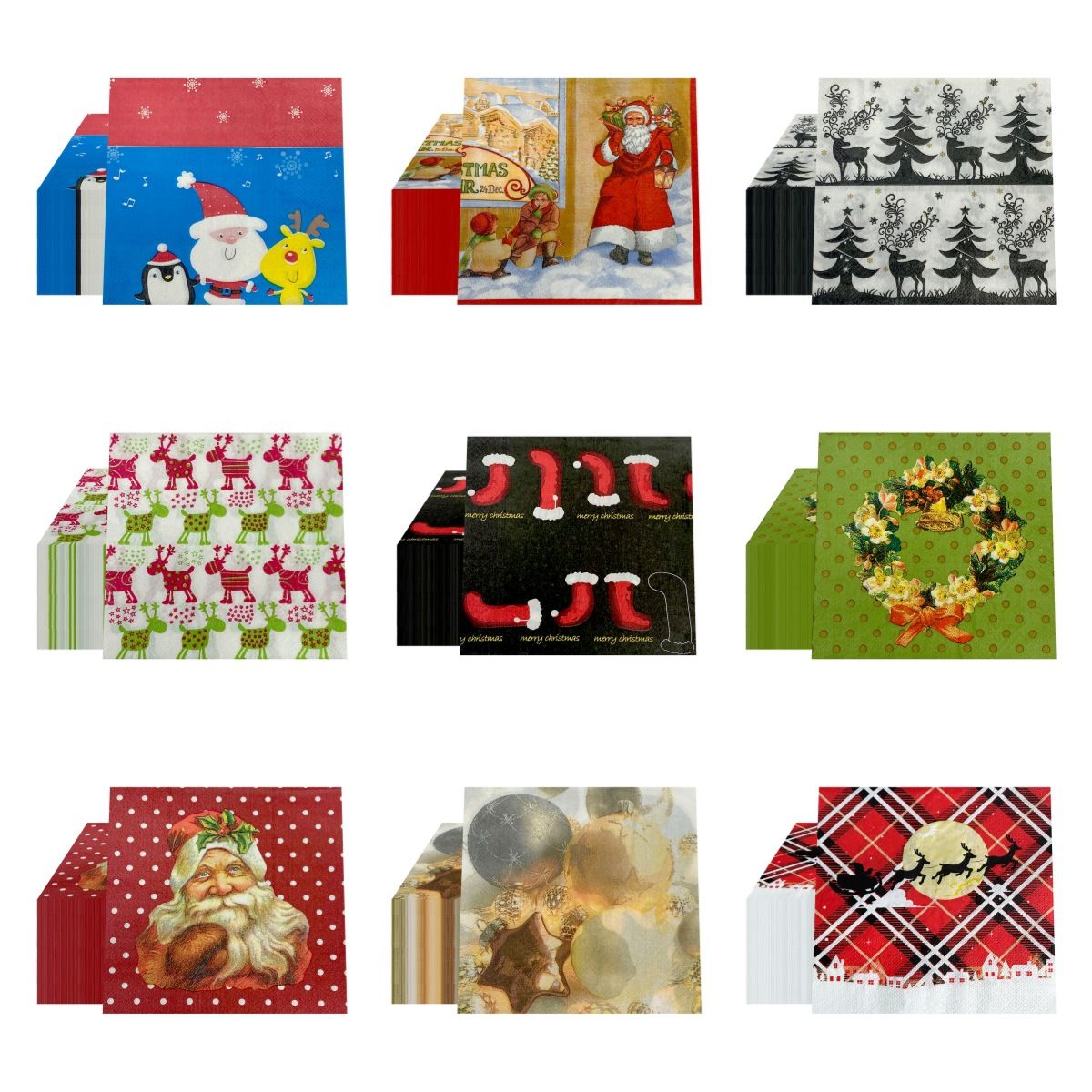 Christmas Santa Snowman Napkins 20Pcs Party Decorations