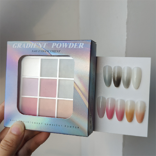 9-Color Solid Nail Powder Set: Gradient, Mirror, Glitter & Matte