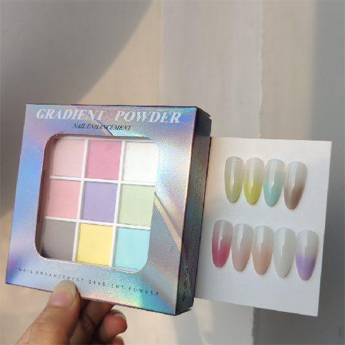 9-Color Solid Nail Powder Set: Gradient, Mirror, Glitter & Matte