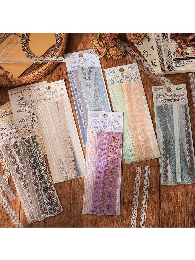 Vintage Floral Lace PET Sticker Pack for Journaling & Scrapbooking