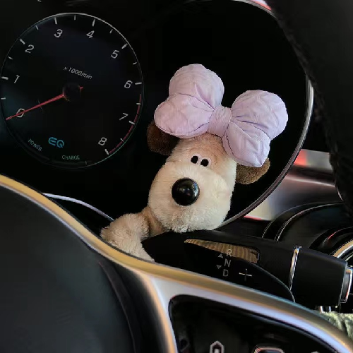 Peluche de Perro con Moño Verde para Auto 12 cm